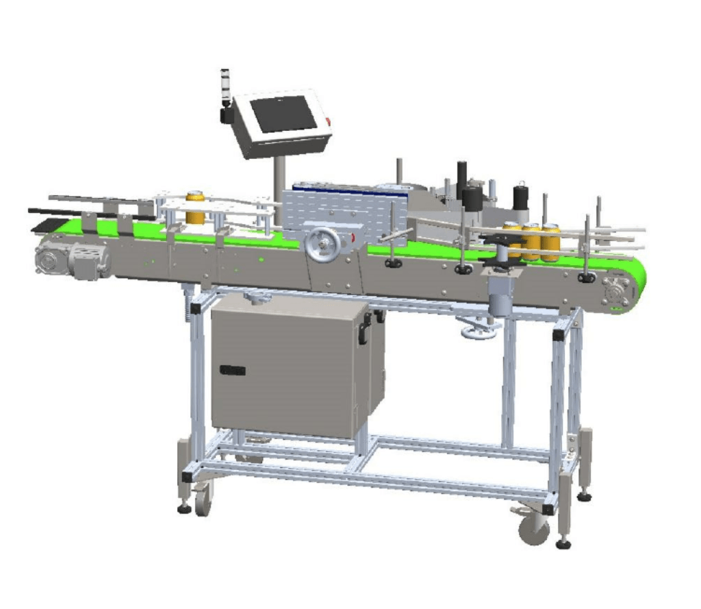 can labeler with conveyor belt and touch screen
